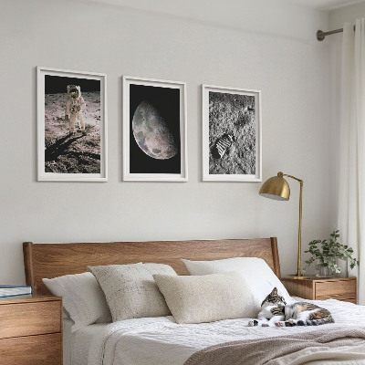 3 paveikslų rinkinys su rėmais Astronauto Mėnulio nuotrauka