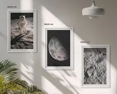 Astronauto Mėnulyje nuotraukos 3 paveikslų rinkinys su rėmais