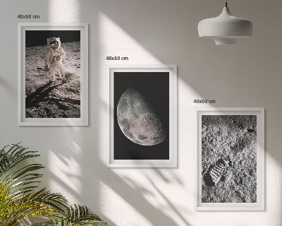 3 paveikslų rinkinys su rėmais Astronauto Mėnulio nuotrauka