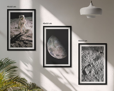 3 paveikslų rinkinys su rėmais Astronauto Mėnulio nuotrauka