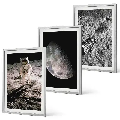 Astronauto Mėnulyje nuotraukos 3 paveikslų rinkinys su rėmais