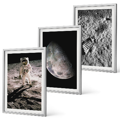 3 paveikslų rinkinys su rėmais Astronauto Mėnulio nuotrauka