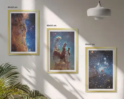 Galaktikų kosminiai peizažai 3 paveikslų rinkinys su rėmais