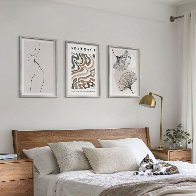 3 paveikslų rinkinys su rėmais Abstraktūs bohemiški raštai ir formos