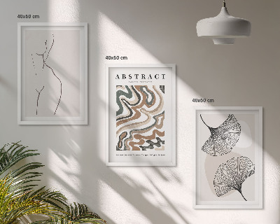 3 paveikslų rinkinys su rėmais Abstraktūs bohemiški raštai ir formos