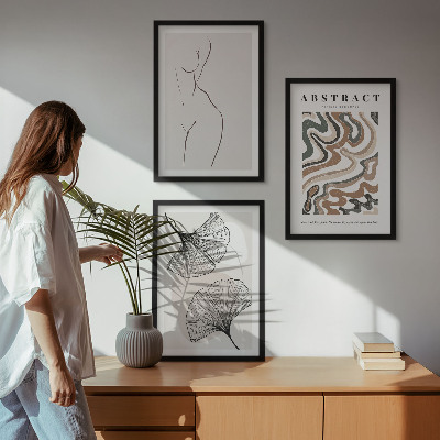 3 paveikslų rinkinys su rėmais Abstraktūs bohemiški raštai ir formos