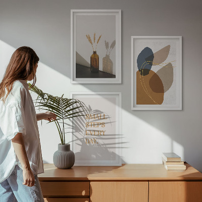 3 paveikslų rinkinys su rėmais Abstrakčių formų rinkinys