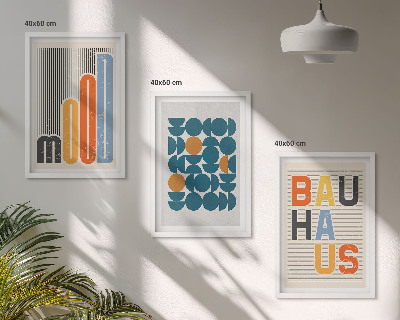 3 paveikslų rinkinys su rėmais Bauhaus geometriniai raštai