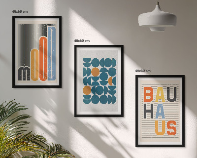 3 paveikslų rinkinys su rėmais Bauhaus geometriniai raštai