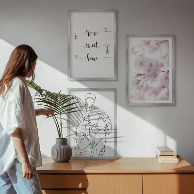 Įrėmintas triptikas Minimalistinės gėlės šeimos