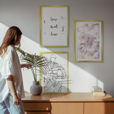 Įrėmintas triptikas Minimalistinės gėlės šeimos
