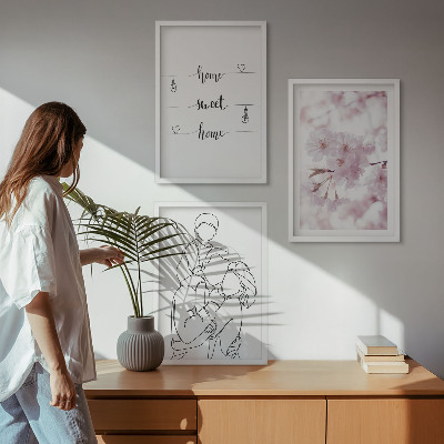 Įrėmintas triptikas Minimalistinės gėlės šeimos