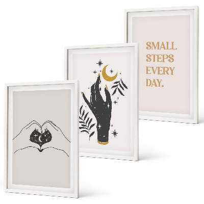 Įrėmintas triptikas Minimalistinės boho iliustracijos