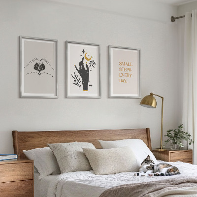 Įrėmintas triptikas Minimalistinės boho iliustracijos