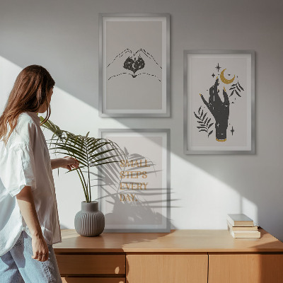 Įrėmintas triptikas Minimalistinės boho iliustracijos