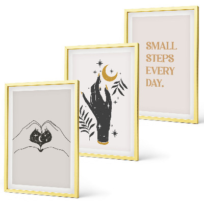 Įrėmintas triptikas Minimalistinės boho iliustracijos