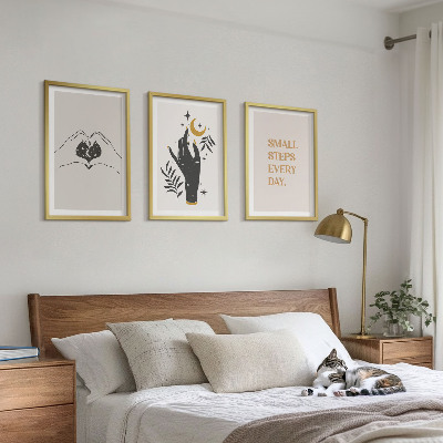 Įrėmintas triptikas Minimalistinės boho iliustracijos