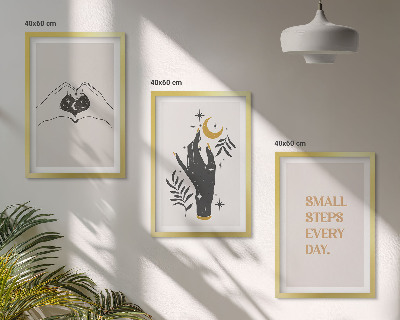 Įrėmintas triptikas Minimalistinės boho iliustracijos