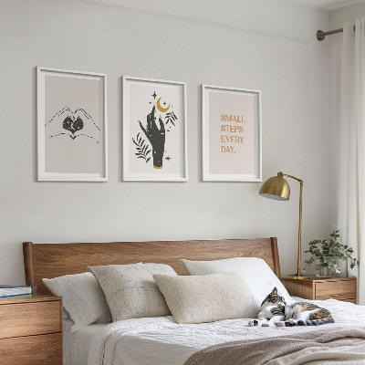 Įrėmintas triptikas Minimalistinės boho iliustracijos