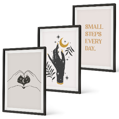 Įrėmintas triptikas Minimalistinės boho iliustracijos