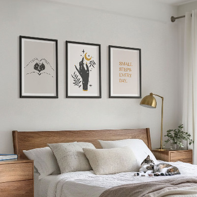 Įrėmintas triptikas Minimalistinės boho iliustracijos