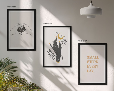 Įrėmintas triptikas Minimalistinės boho iliustracijos