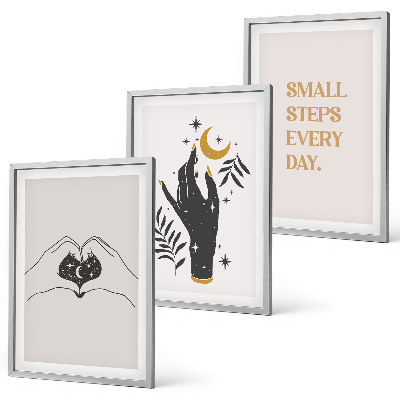 Įrėmintas triptikas Minimalistinės boho iliustracijos