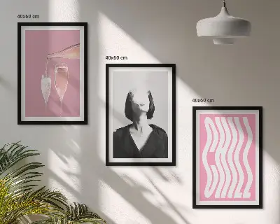 3 paveikslų rinkinys su rėmais stilingas šampano portretas poilsio tema