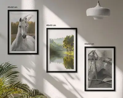 Įrėmintas triptikas Baltųjų arklių upės gamtos vaizdas