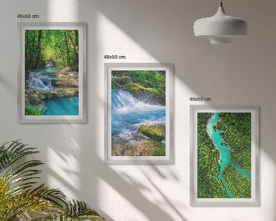 3 paveikslų rinkinys su rėmais Žali miškai, krištoliniai vandenys