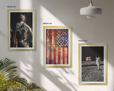 3 paveikslų rinkinys su rėmais Amerikos simboliai JAV vėliava