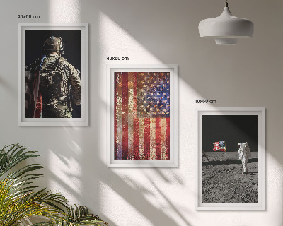 3 paveikslų rinkinys su rėmais Amerikos simboliai JAV vėliava