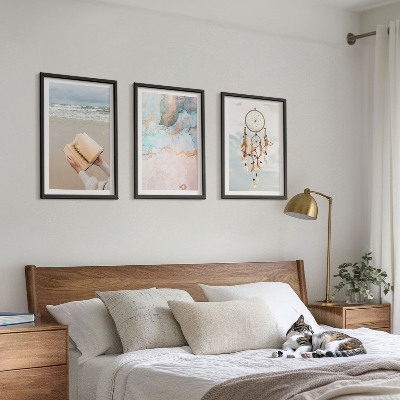 Įrėmintas triptikas Abstrakti jūros knyga boho