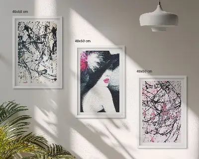 Abstraktūs dažų raštai trijų paveikslų rinkinys su rėmais