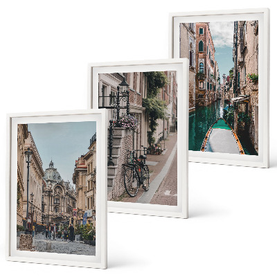 Įrėmintas triptikas Venecijos vandens gatvės