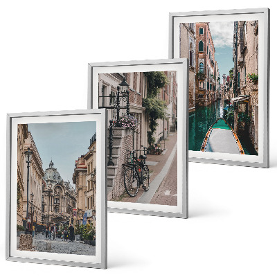 Įrėmintas triptikas Venecijos vandens gatvės