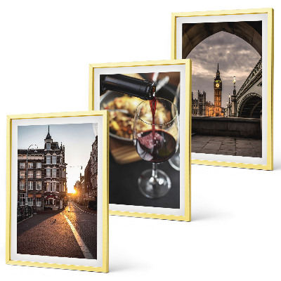3 paveikslų rinkinys su rėmais Londono miesto maisto vaizdai