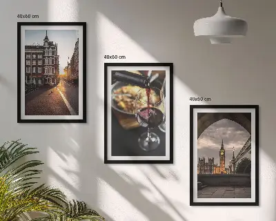 Londono miesto maisto vaizdai 3 paveikslų rinkinys su rėmais