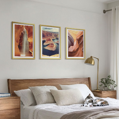 3 paveikslų rinkinys su rėmais Krioklys kanjono tarpeklyje