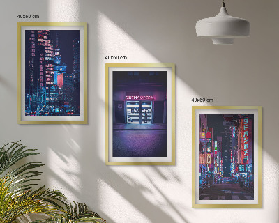3 paveikslų rinkinys su rėmais Naktinio miesto neoninis įėjimas