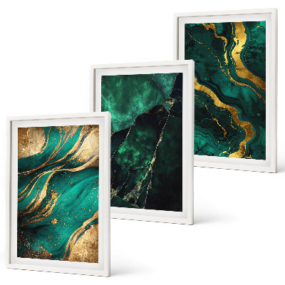 3 paveikslų rinkinys su rėmais Elegantiški akmens raštai