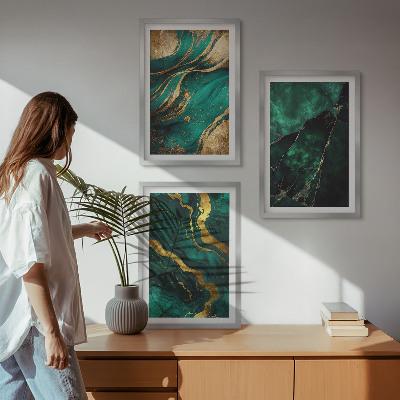 3 paveikslų rinkinys su rėmais Elegantiški akmens raštai