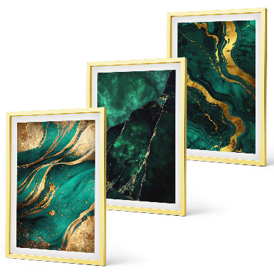 3 paveikslų rinkinys su rėmais Elegantiški akmens raštai