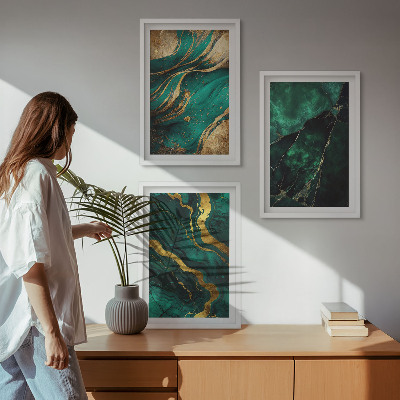 3 paveikslų rinkinys su rėmais Elegantiški akmens raštai