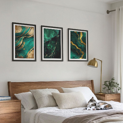 3 paveikslų rinkinys su rėmais Elegantiški akmens raštai