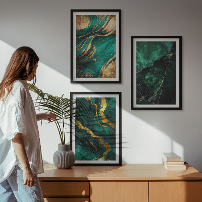 3 paveikslų rinkinys su rėmais Elegantiški akmens raštai