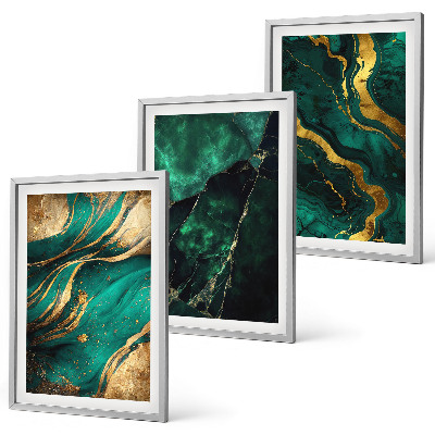 3 paveikslų rinkinys su rėmais Elegantiški akmens raštai