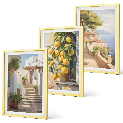 3 paveikslų rinkinys su rėmais Lemon Streets Sea View