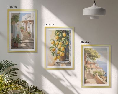 3 paveikslų rinkinys su rėmais Lemon Streets Sea View