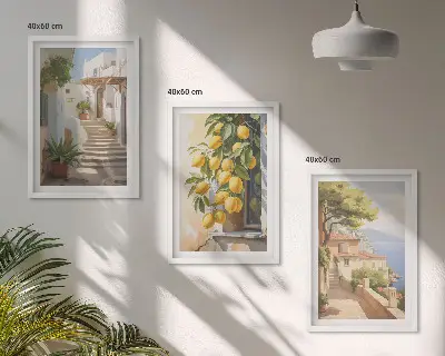 Lemon Streets vaizdas į jūrą 3 paveikslų rinkinys su rėmais